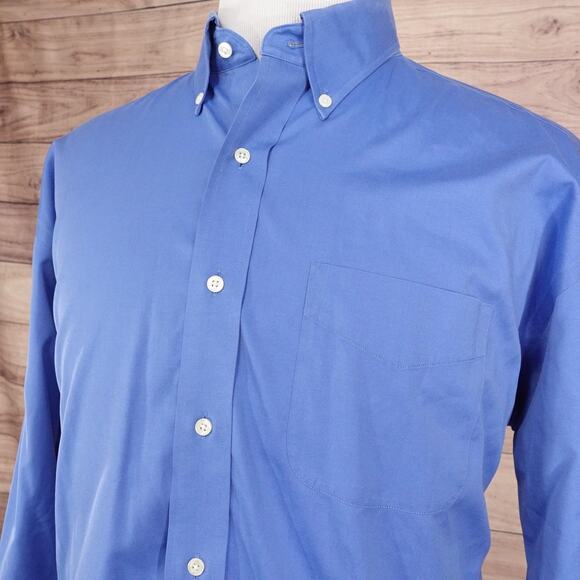Jos A Bank Shirt Mens 17.5 35 Blue Traveler's Collection Button Down Long Sleeve - Picture 2 of 8